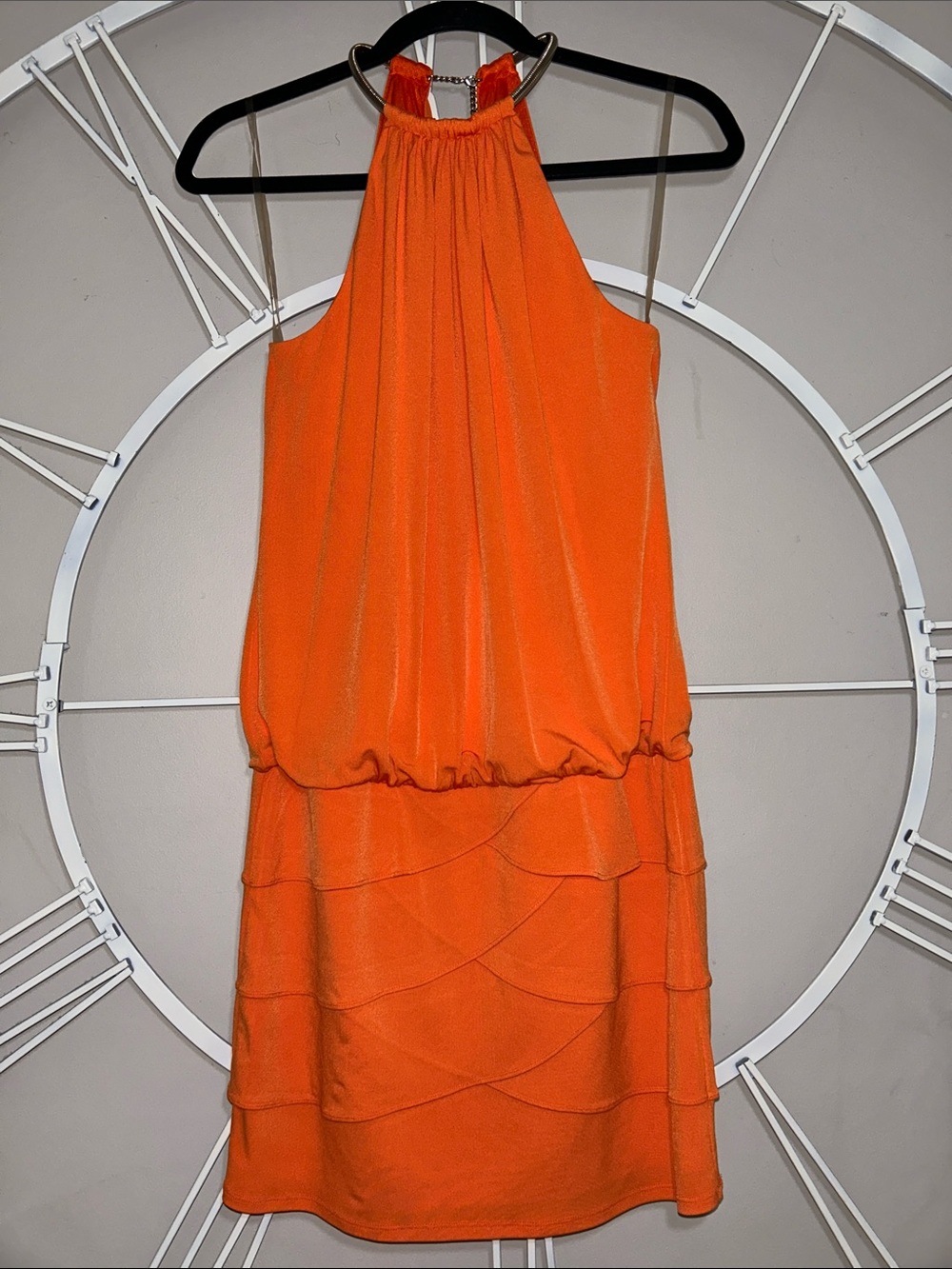Cache Bright Orange Halter Mini Dress